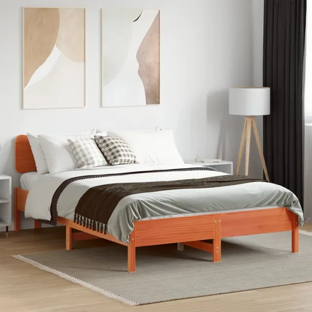 vidaXL Bedframe zonder matras massief grenenhout wasbruin 150x200 cm bruin