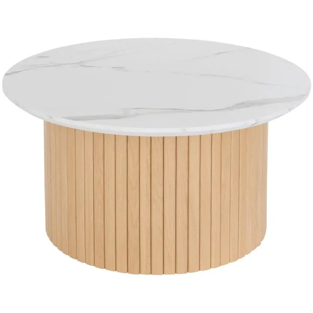 Atmosphera Créateur d'intérieur® Salontafel met marmerlook en houten lattenonderstel van HOMELYA Multicolore