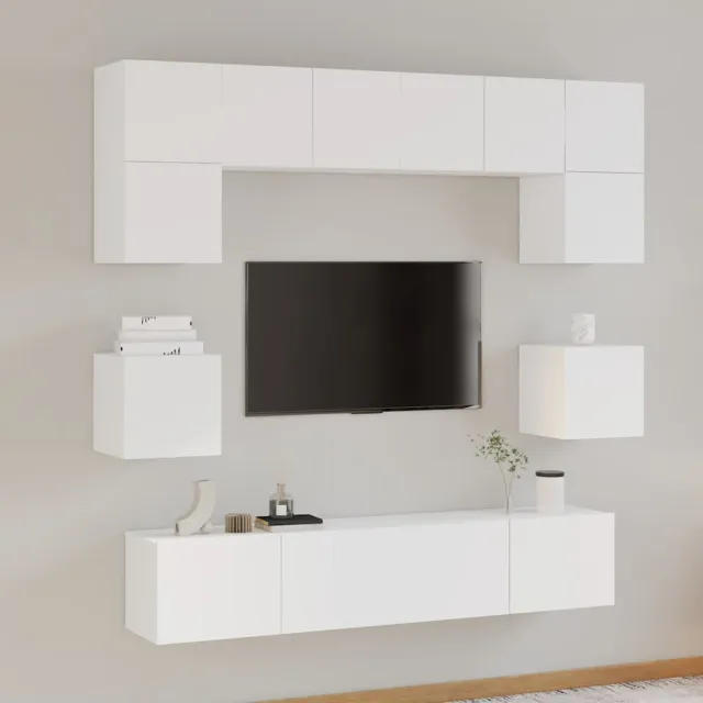vidaXL 8-delige Tv-meubelset bewerkt hout wit, foto 2