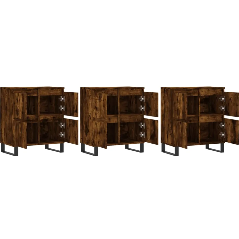 vidaXL Dressoirs 3 st bewerkt hout gerookt eikenkleurig Bruin