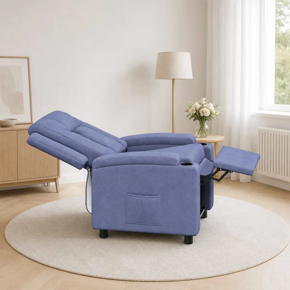 vidaXL Ligstoel Jeans Blauw 75 x 95 x 100 cm Stof, foto 3