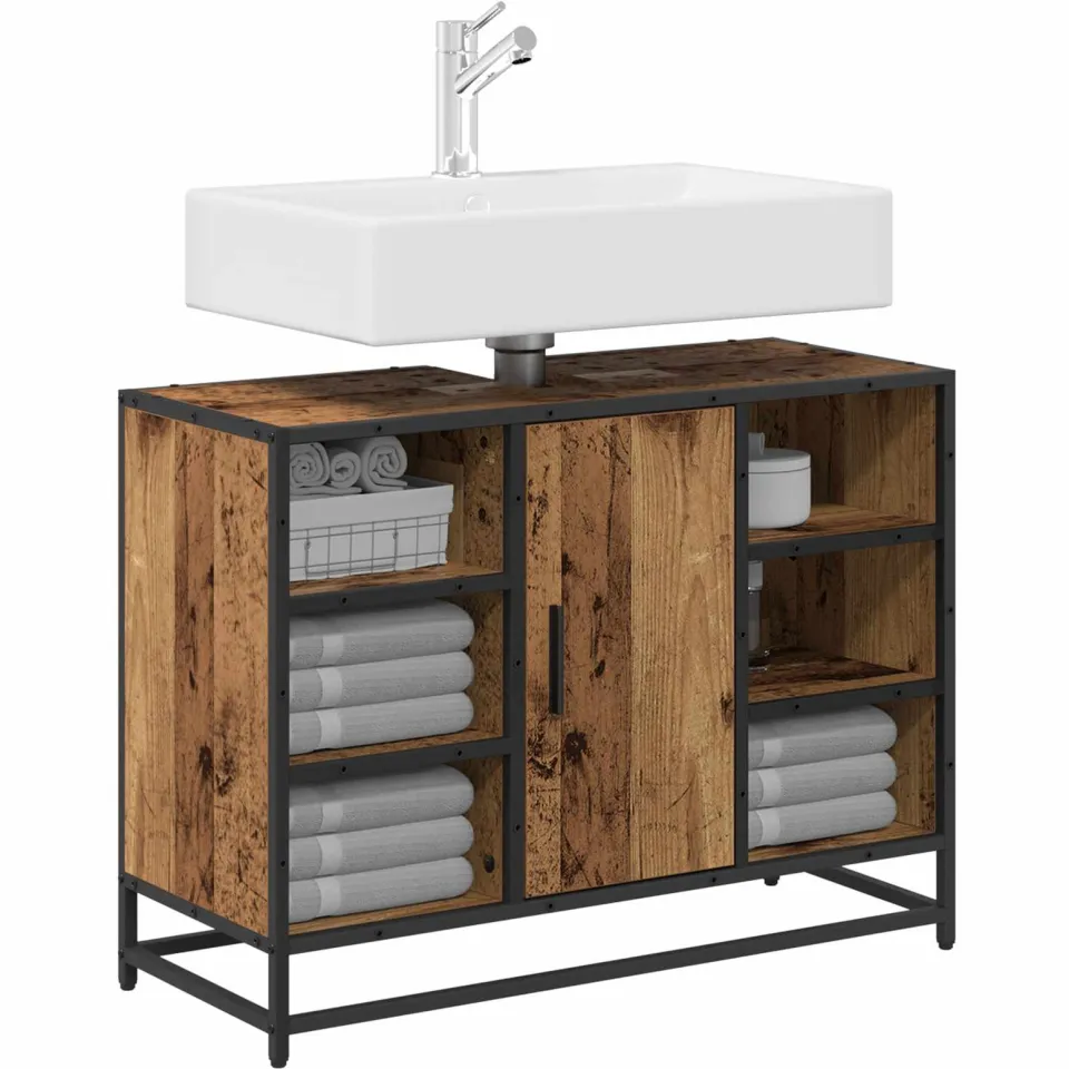 vidaXL Badkamerkast Oud Hout 80 x 33 x 60 cm Bewerkt hout Bruin