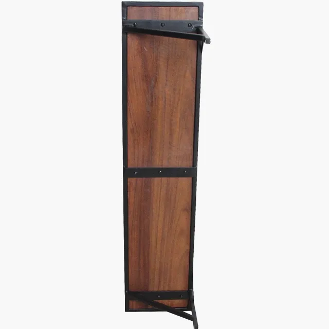 Raw Materials Wandplank Metaal & Hout - Zwarte Wandplank met Metalen Frame - Industrieel - 80 x 18 x 17 cm Bruin