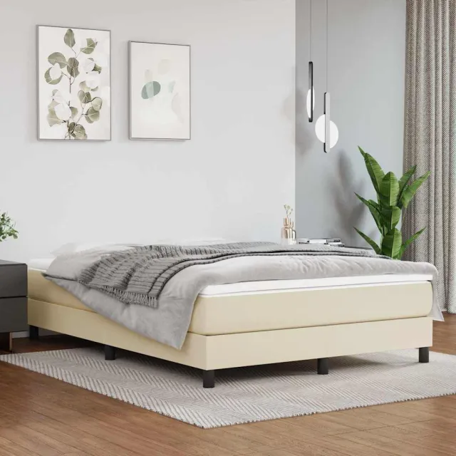 vidaXL Pocketveringmatras medium 140x190x20 cm kunstleer crèmekleurig