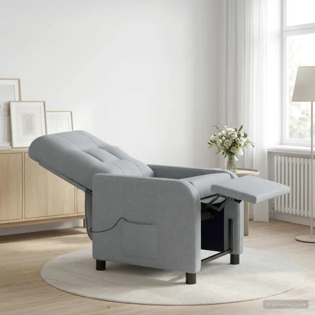 vidaXL Massage Recliner Lichtgrijs Stof