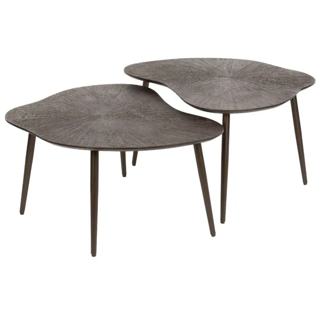 Fraaai Daisy salontafel metaal leaf set van 2 - brons donkerbruin