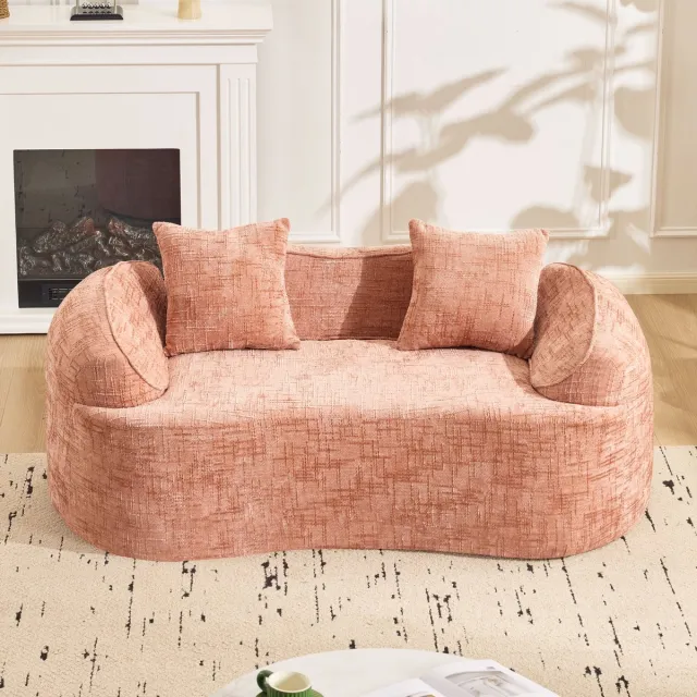 PHOEBE CAT Tweezitsbank - Gebogen rugleuning - Met 2 kussens - Geen montage nodig - Roze