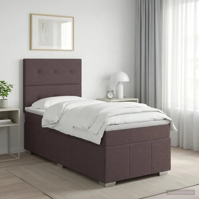 vidaXL Boxspringbed met matras Donkerbruin 100 x 200 cm Stof