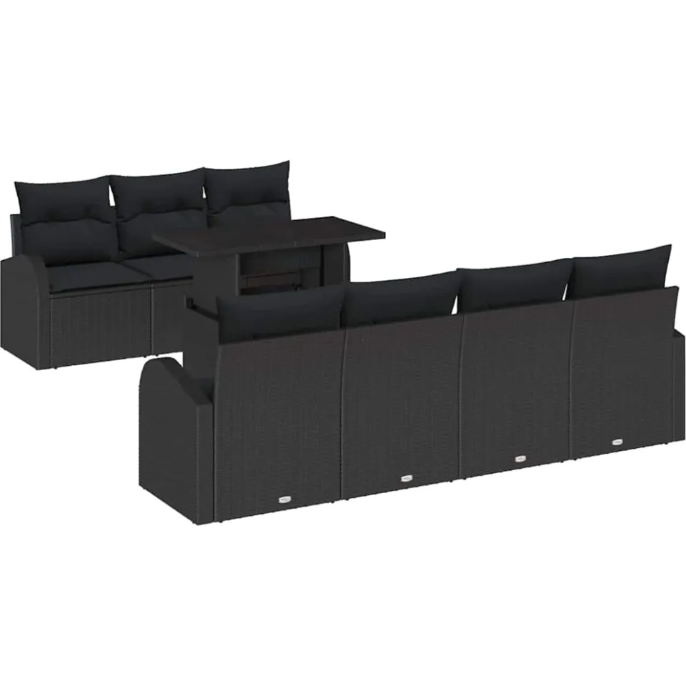 vidaXL Tuin Sofa Set 8 st Zwart Poly riet