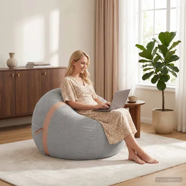 vidaXL Zitzakstoel Lichtgrijs 124 x 96 x 96 cm corduroy