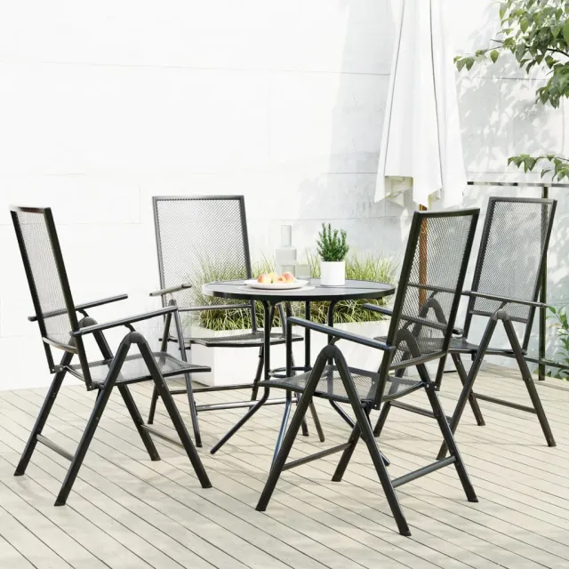 vidaXL 5-delige Tuinset verstelbaar gepoedercoat staal antracietkleur, foto 2