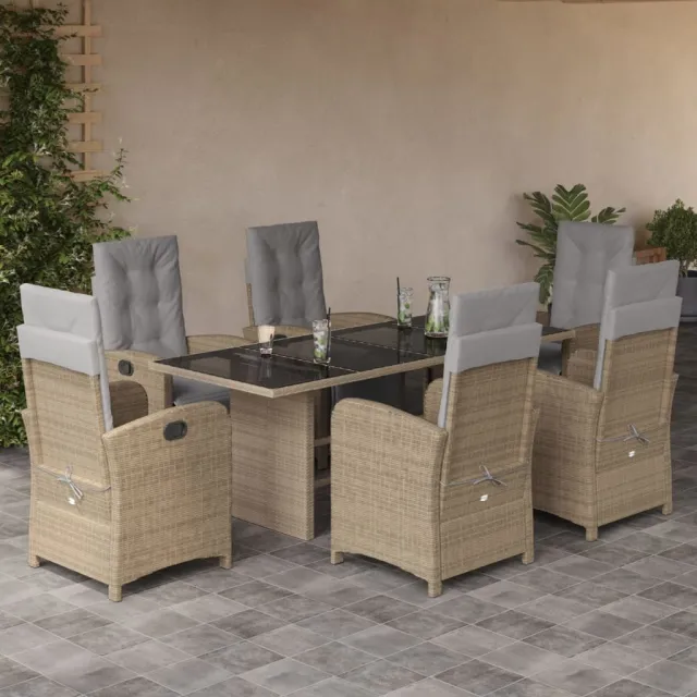 vidaXL 7-delige Tuinset met kussens poly rattan beige, foto 2