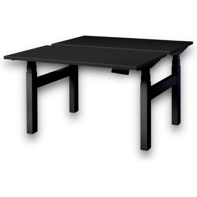FERBOX - Kantoor & Design Duo zit sta bureau elektrisch - zwart blad - zwart onderstel - 200 x 80 - NIEUW
