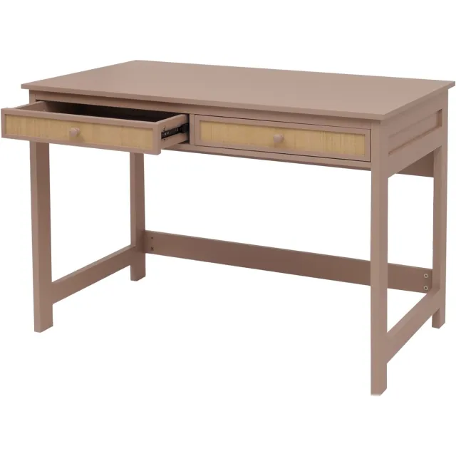 MCW Bureau MCW-O36, bureau laptop bureau werktafel, lade 78x110x60cm hout ~ licht taupe