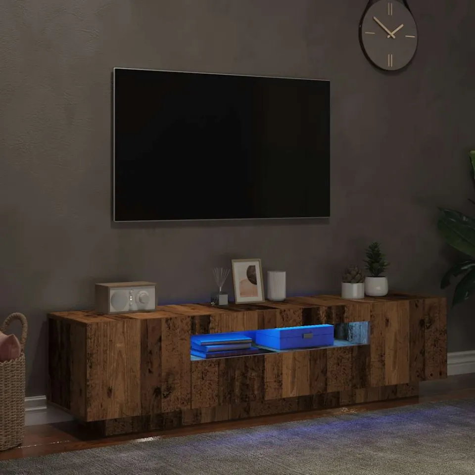 vidaXL Tv-meubel met LED 160x35x40 cm bewerkt hout oud hout bruin, foto 4