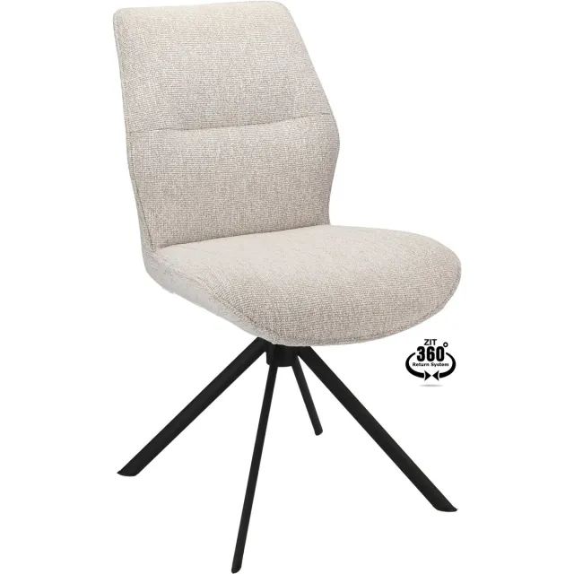 Icon Living Stoel Lux - Stof Lodge Linen - Leg Black 360° Return-System Wit