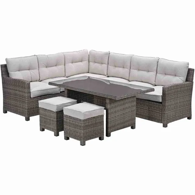 Garden Impressions Blue Bird wicker lounge-dining set - links - grijs/ sand