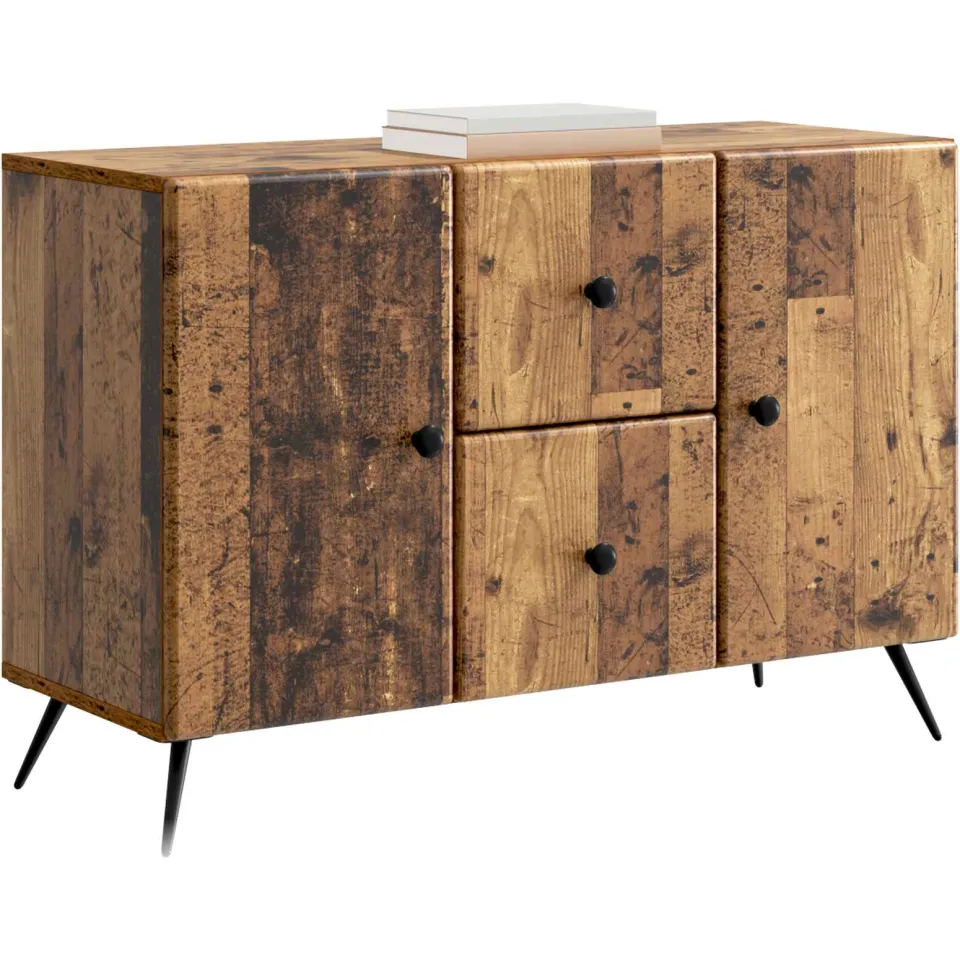 vidaXL Dressoir met lade Oud hout 89 x 34,5 x 60 cm Bewerkt hout Bruin