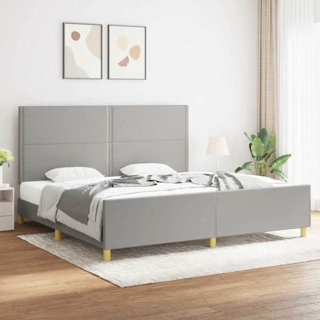 vidaXL Bedframe zonder matras stof lichtgrijs 200x200 cm grijs