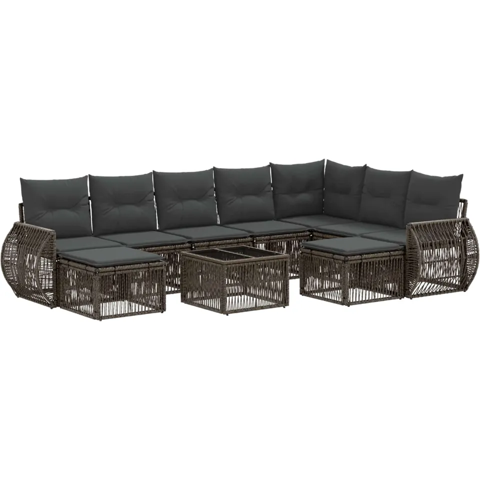 vidaXL Tuinbankenset 10 st Grijs poly rattan