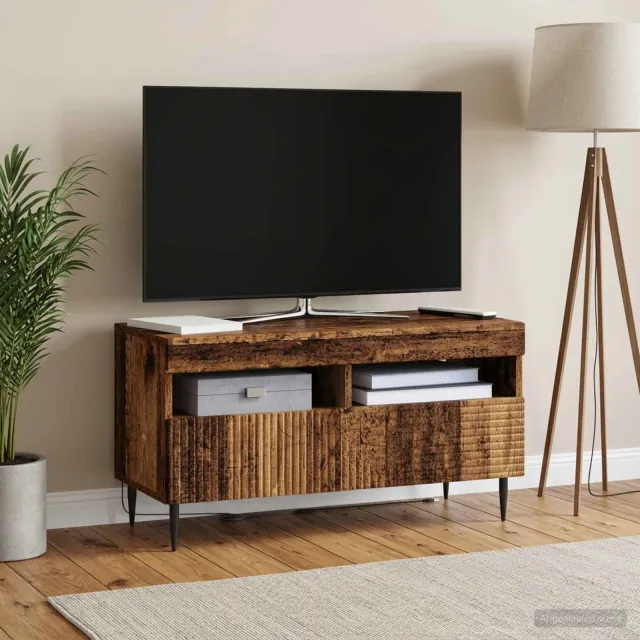 vidaXL LED tv-meubel HAARLEM 81 x 35 x 43 cm Oud hout Bewerkt hout Bruin