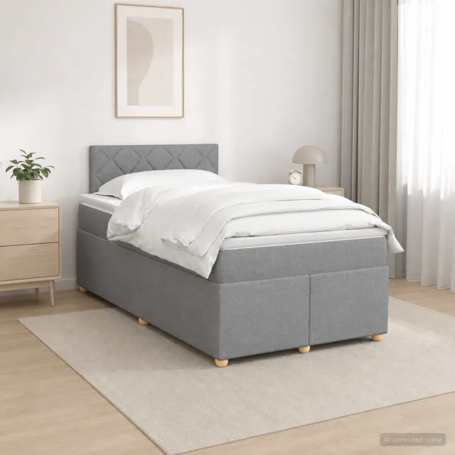 vidaXL Boxspringbed met matras Lichtgrijs 120 x 200 cm Stof