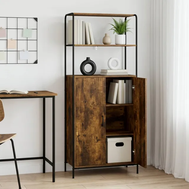 vidaXL Hoge kast Gerookt eiken 40 x 33 x 161 cm Bewerkt hout, foto 2