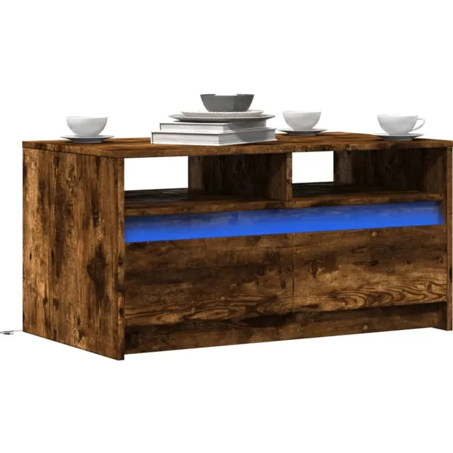 vidaXL Salontafel met LED-verlichting bewerkt hout gerookt eikenkleur