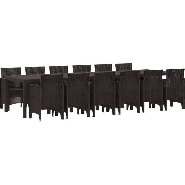 vidaXL Tuin Eetset 13 st Bruin Polt riet