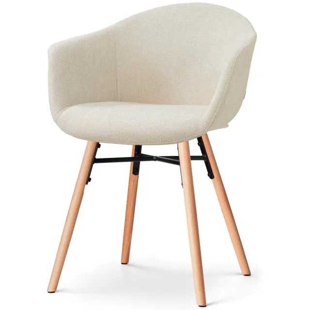 Nolon Nena-Otis eetkamerstoel cottonbeige - houten onderstel