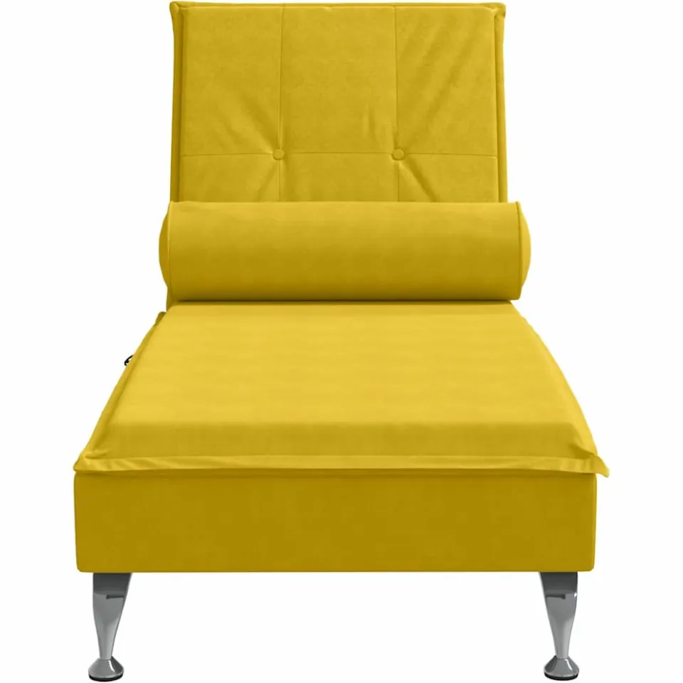 vidaXL Massage chaise longue met bolster fluweel geel, foto 4