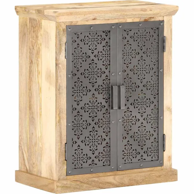 vidaXL Dressoir met stalen deuren 60x35x75 cm massief mangohout Zwart
