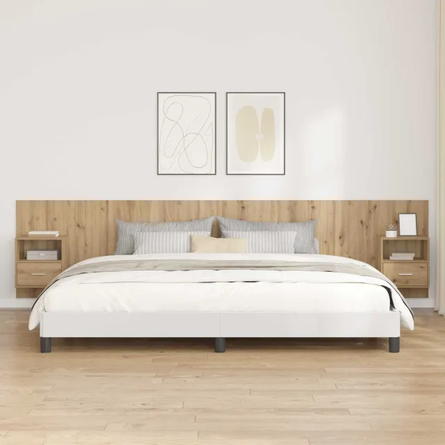 vidaXL Hoofdbord Met Kast 3 st Artisan Eiken Bewerkt hout Bruin