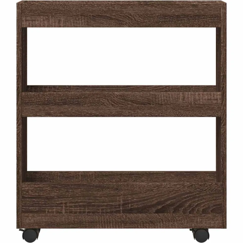 vidaXL Opbergtrolley smal 3-laags bewerkt hout bruin eikenkleurig, foto 4