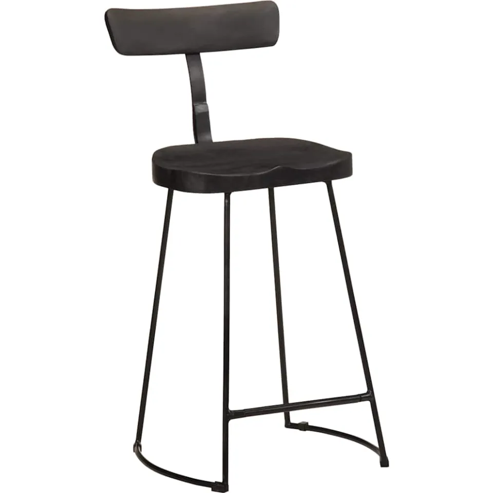 vidaXL Barkrukken 2 st 49x43x88 cm massief mangohout zwart, foto 3
