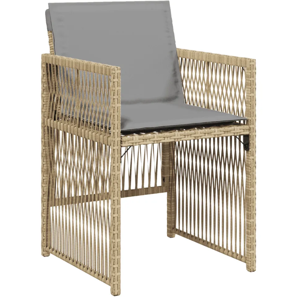vidaXL 11-delige Tuinset met kussens poly rattan gemengd beige, foto 4