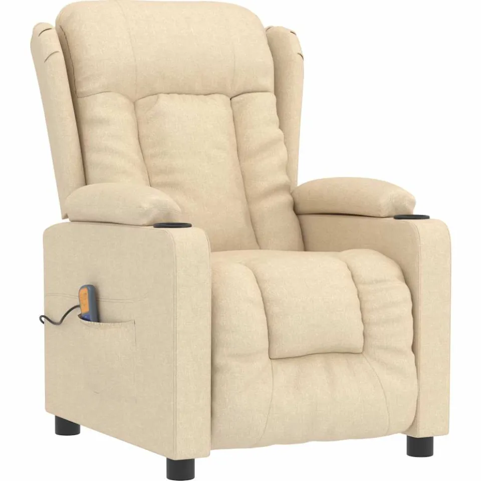 vidaXL Massagestoel stof crèmekleurig, foto 3