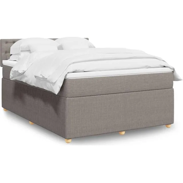 vidaXL Boxspring met matras stof taupe 140x190 cm