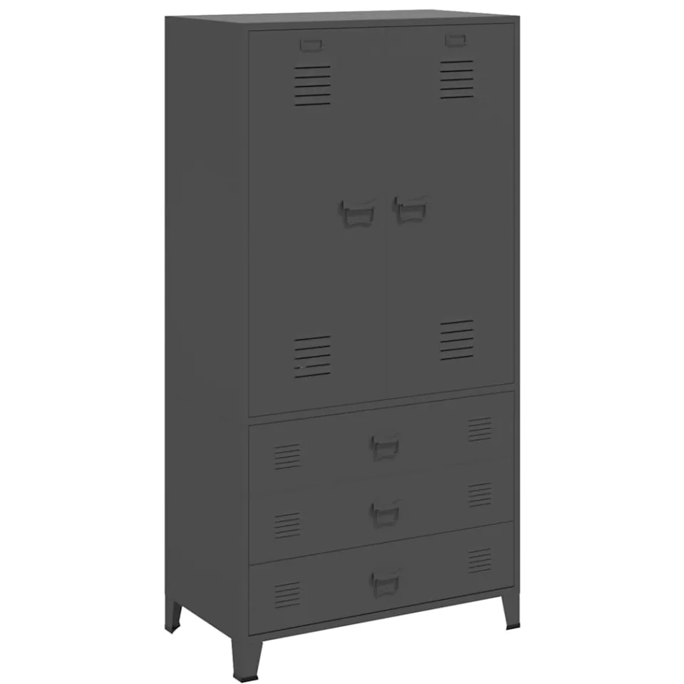 vidaXL Kledingkast industrieel 90x50x180 cm metaal antracietkleurig