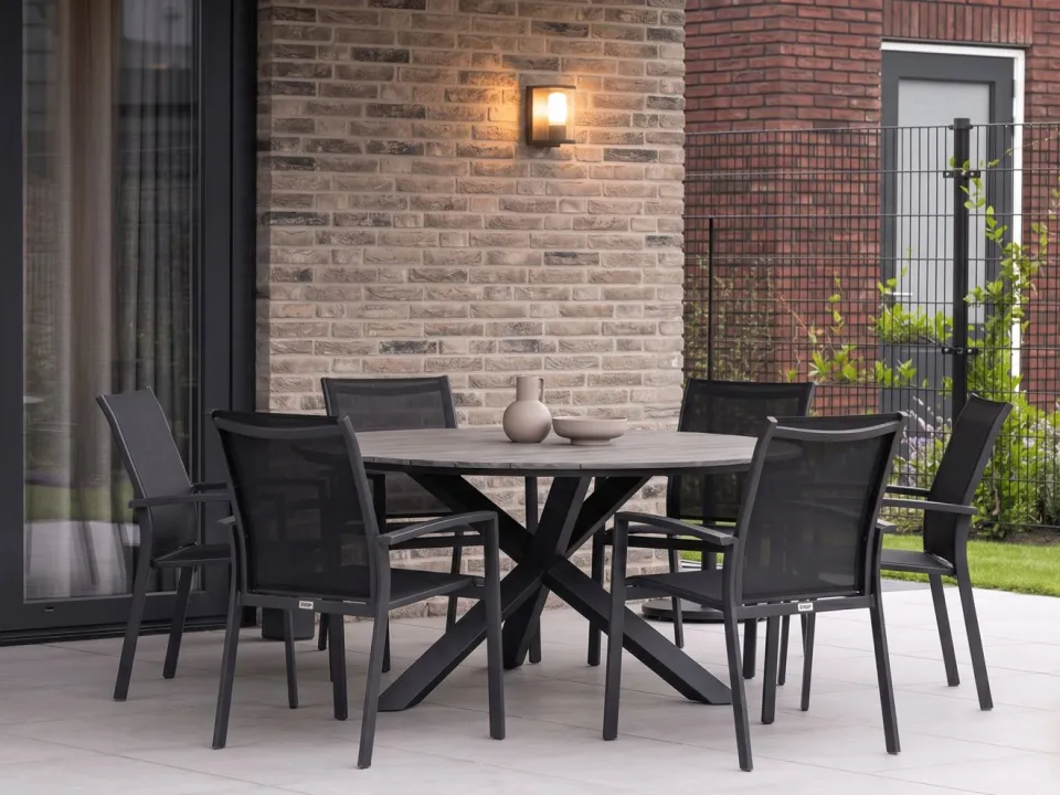 Forza Furniture Forza Centallo/Fidenza ø149cm dining tuinset 7-delig stapelbaar, foto 5