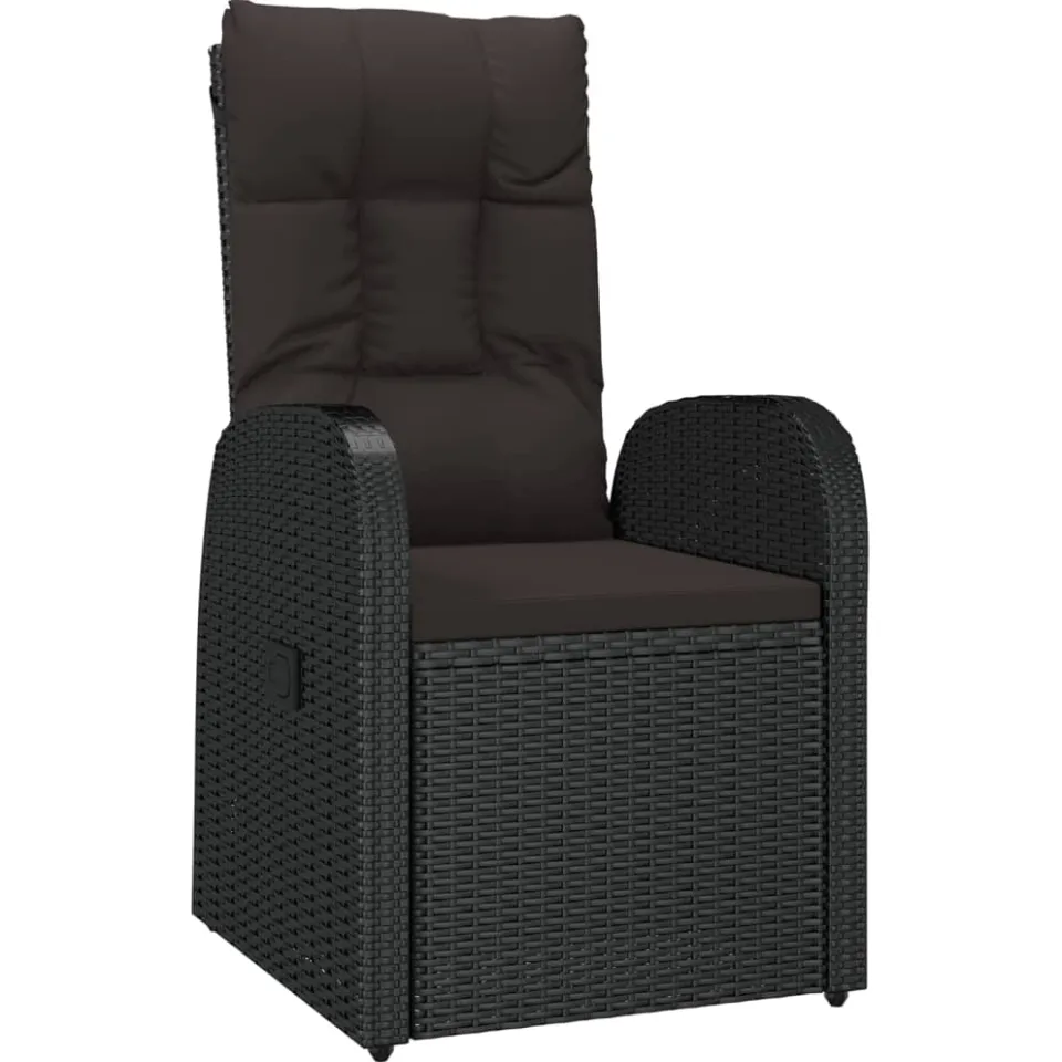 vidaXL 11-delige Tuinset met kussens poly rattan zwart