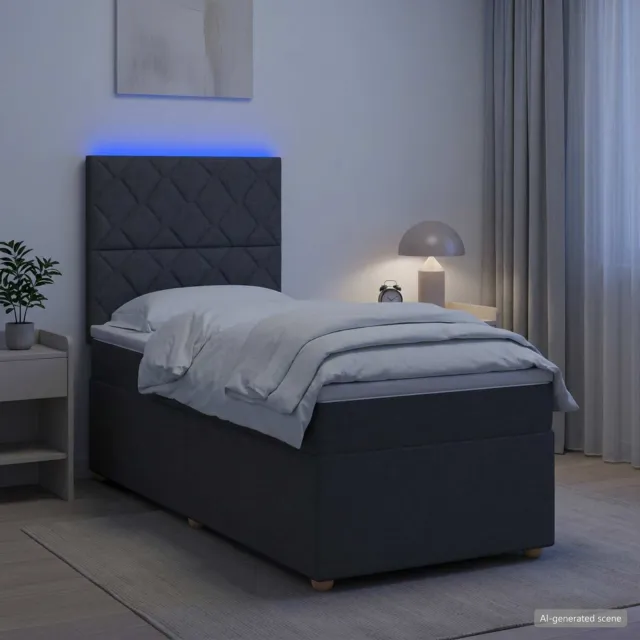 vidaXL Boxspringbed met matras Donkergrijs 90 x 190 cm Stof