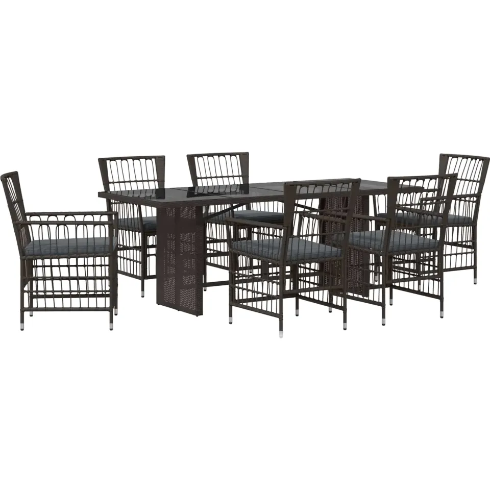 vidaXL Buiten eettafelset 7 st Zwart poly rattan, foto 3