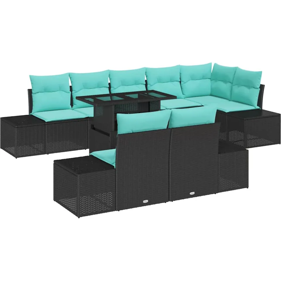 vidaXL Tuin Sofa Set 9 st Zwart poly rattan