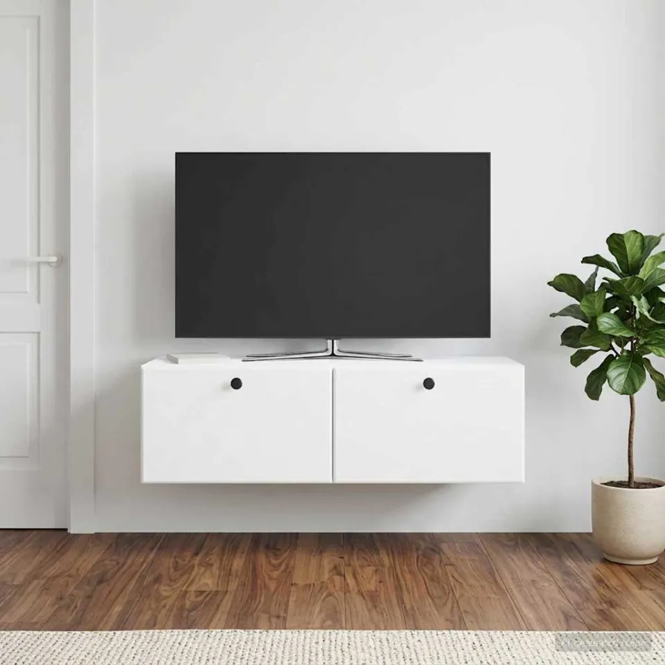 vidaXL Wandbeugel TV-kast 98 x 31 x 30 cm Wit Bewerkt hout, foto 4