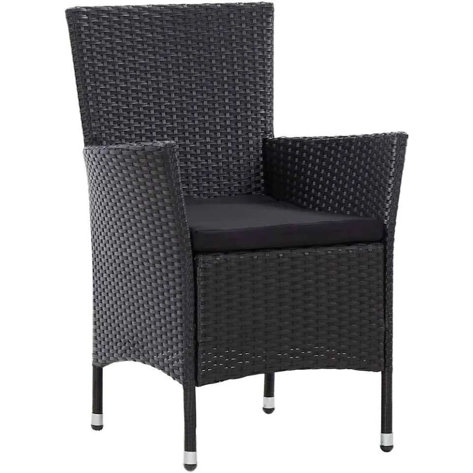 vidaXL 5-delige Tuinset met kussens poly rattan zwart, foto 4