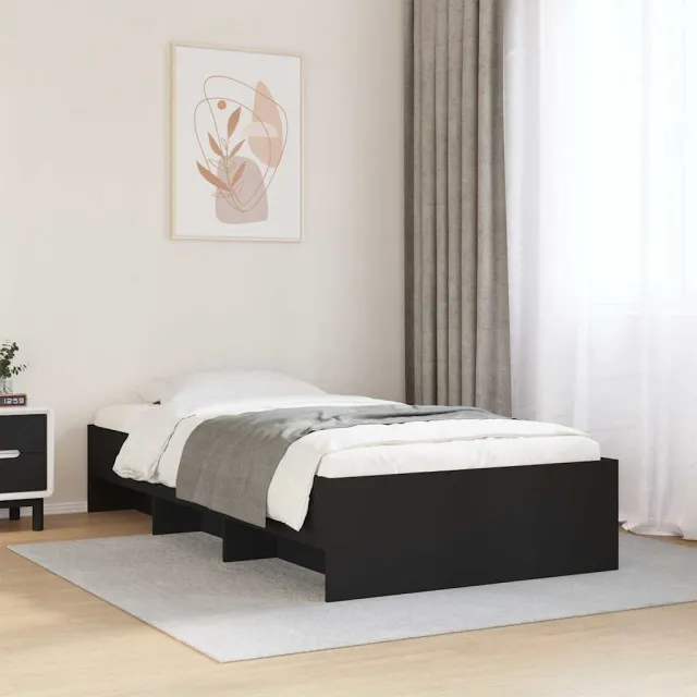 vidaXL Bedframe bewerkt hout zwart 75x190 cm