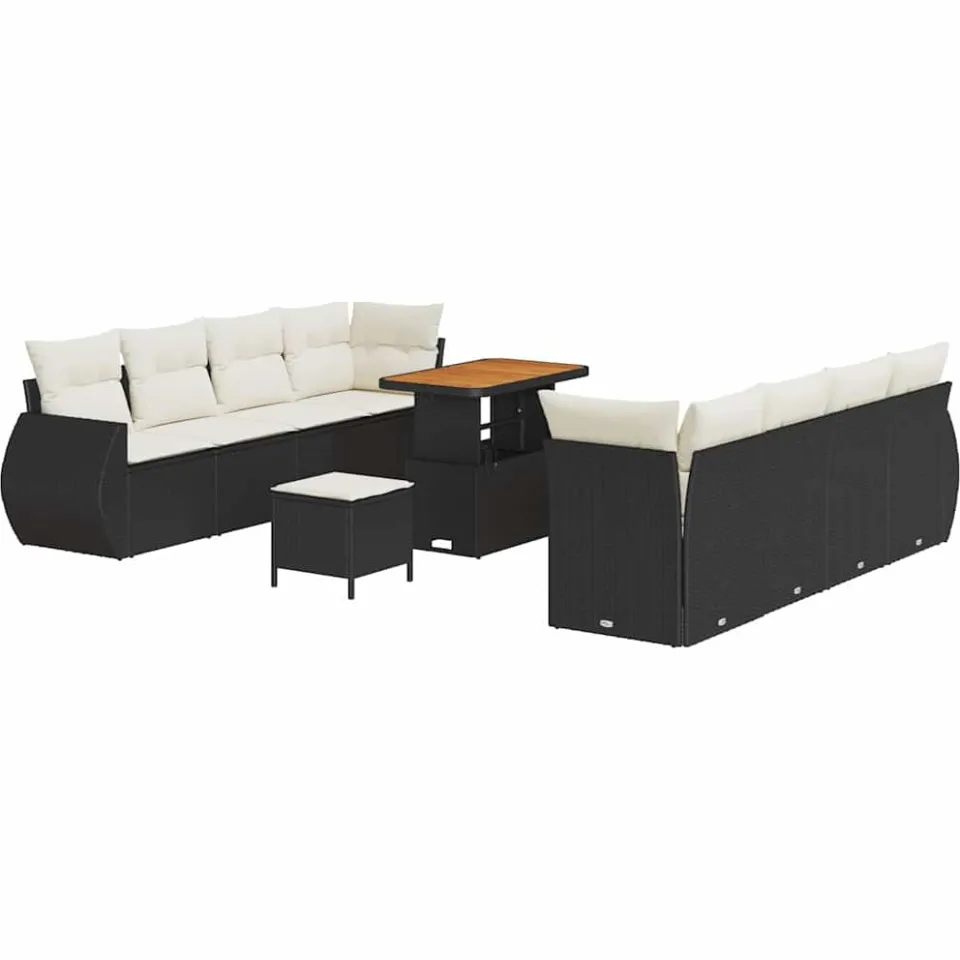 vidaXL Tuin Sofa Set 11 st Zwart poly rattan