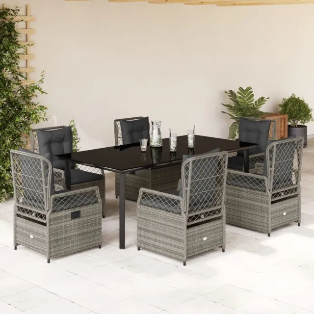vidaXL 7-delige Tuinset met kussens poly rattan grijs, foto 2