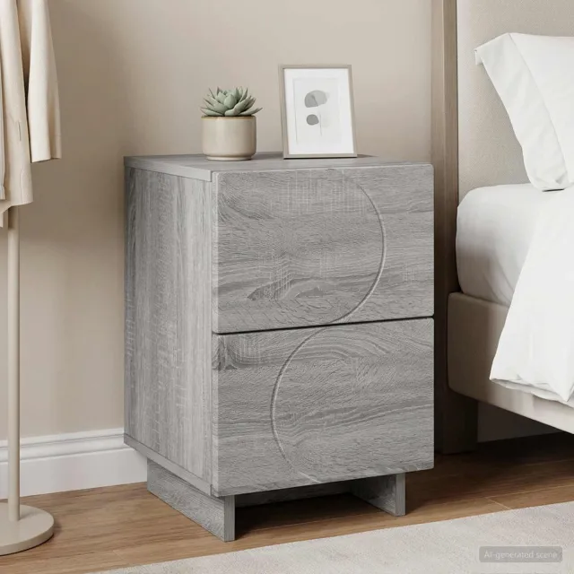 vidaXL Nachtkastje Grijs Sonoma 33,5 x 34,5 x 50 cm Bewerkt hout, foto 2